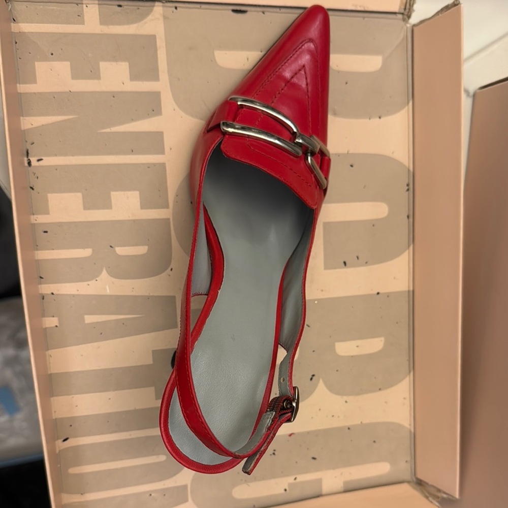 BCBG Red Flats with Metallic Detail